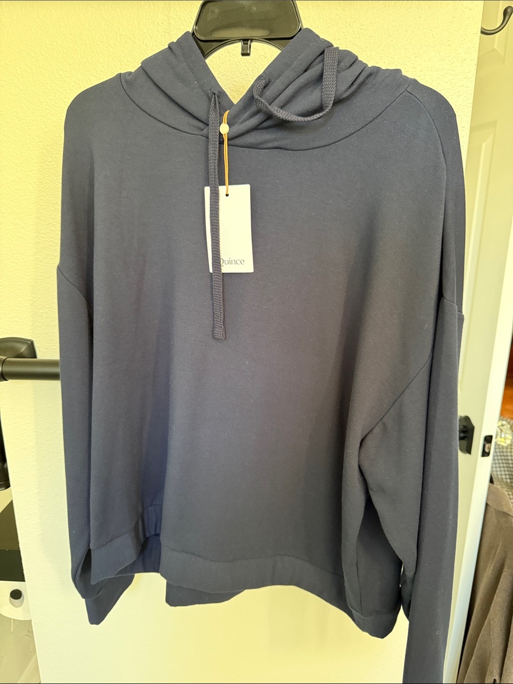 Quince Navy Hooded Crewneck Sweater